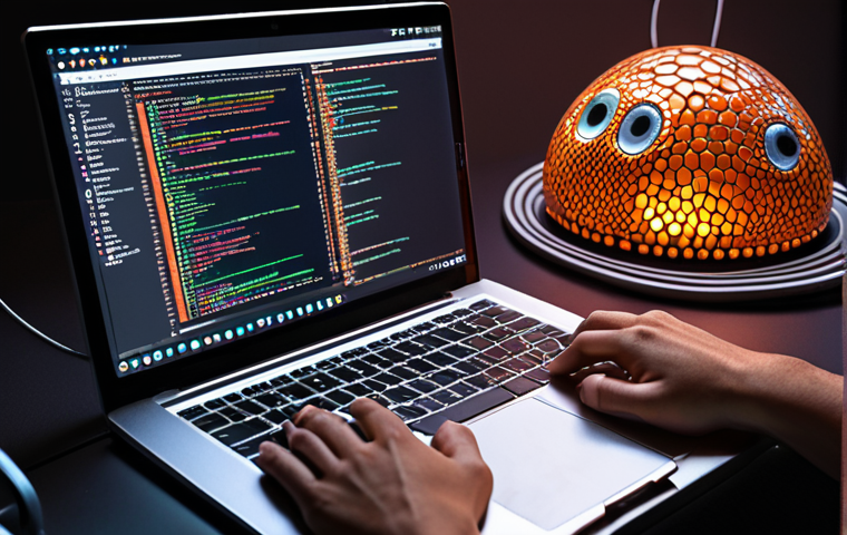 ** A focused individual coding Python on a laptop, surrounded by icons representing TensorFlow, PyTorch, and Scikit-learn. The scene is brightly lit, symbolizing the opportunities in AI.
**